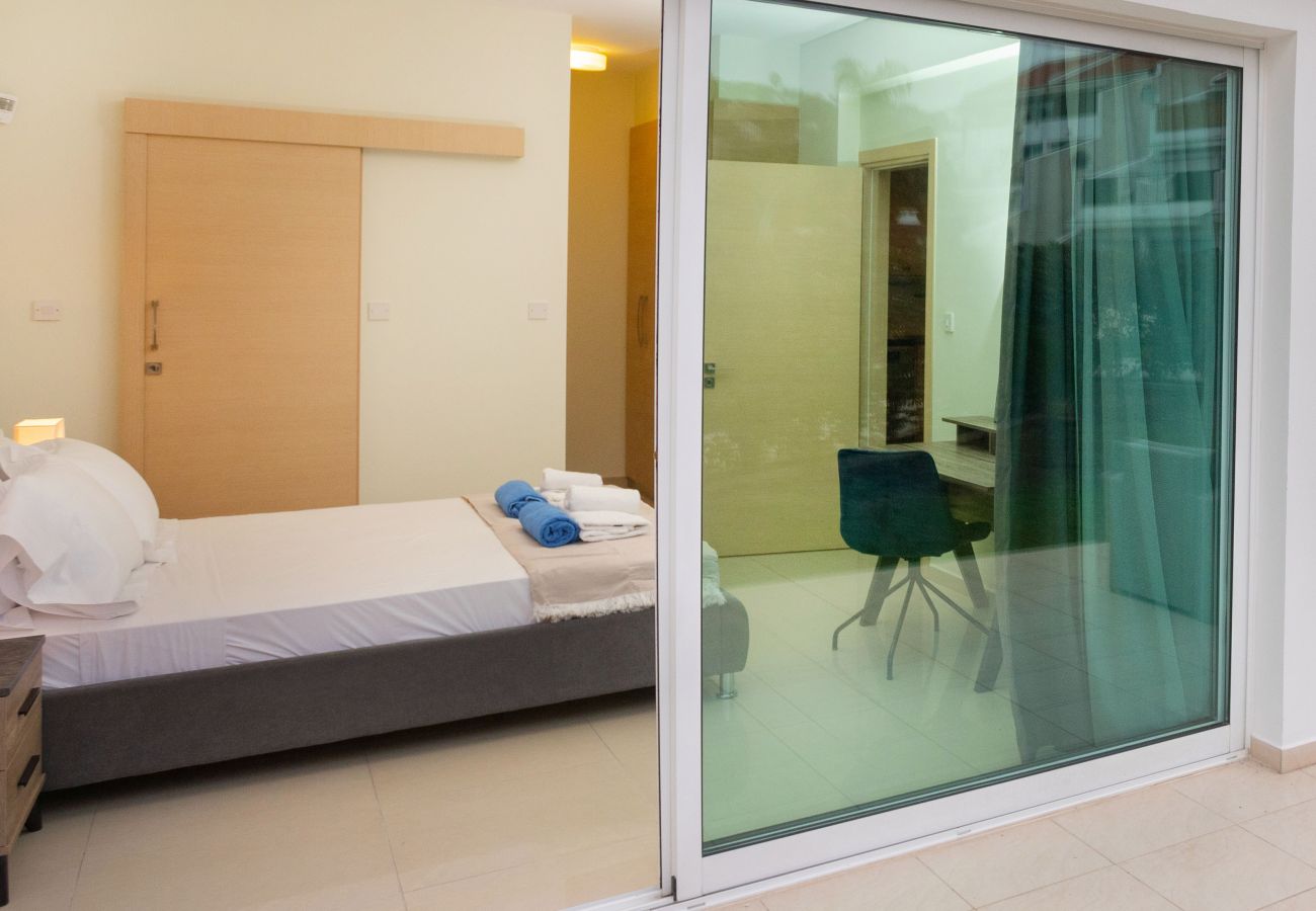 Bedroom 1, with Ensuite Bathroom & Patio Doors leading to the Garden Terrace